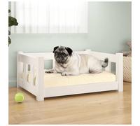 Dog Bed Solid Pine Wood White 65.5x50.5x28 cm Modern Raised Pet Sofa - Luxe Pad