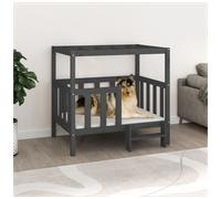 Dog Bed Solid Pinewood Grey 105.5x83.5x100cm Large Raised Rustic Pet Sofa XL