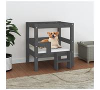 Dog Bed Solid Pinewood Grey 55.5x53.5x60 cm Elevated Rustic Pet Sofa Wood Stand