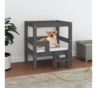Dog Bed Solid Pinewood Grey 55.5x53.5x60 cm Rustic Minimalist Pet Cot Untreated