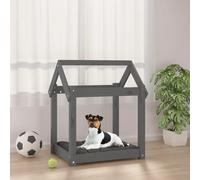 Dog Bed Solid Pinewood Grey 61x50x70 cm Elevated Rustic Pet Cot with Cushion