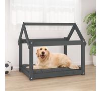 Dog Bed Solid Pinewood Grey 81x60x70cm Raised Rustic Pet Lounger Frame -Modern