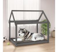 Dog Bed Solid Pinewood Grey Elevated Cozy Crate Style 111x80x100 cm with Cushion
