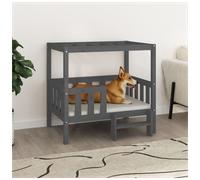 Dog Bed Solid Pinewood Grey Large Raised Pet Bed 95.5x73.5x90 cm Sturdy Indoor A