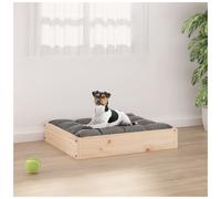 Dog bed solid pinewood natural 51.5x44x9 cm compact rustic pet lounger for pups