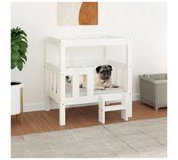 Dog Bed Solid Pinewood White 65.5x43x70cm Elevated Rustic Cozy Pet Lounge Large