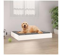 Dog Bed Solid Pinewood White 71.5x54x9 cm Raised Minimalist Pet Sofa Indoor Cozy