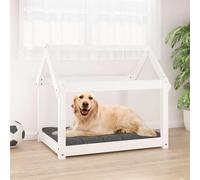 Dog Bed Solid Pinewood White 81x60x70cm Elevated Rustic Pet Sleeping Cozy Frame
