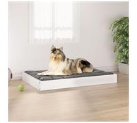 Dog Bed Solid Pinewood White 91.5x64x9 cm. Raised Modern Minimalist Pet Lounger