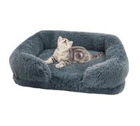 Dog Bed Square Shape Warm Soft Snug Comfortable Furry Plush High-Elastic | Calming Cat Nest Washable Removable Cover, Easy To Clean for Cats, Kittens, Pup