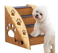 Dog Bed Stairs - Indoor Cat Steps, Non-Slip Wooden Pet Stairs | High Bed Steps for Small and Medium Pets, Steps for Beds for