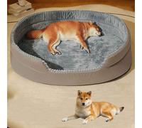 Dog Bed Washable, Calming Dog Bed, Fluffy Pet Beds, Super Soft Pet Sofa Cats Bed, Anti-Anxiety Dog Bed, Pet Bed for Small/Medium/Big Dogs,Gray,S