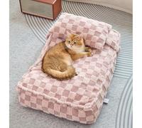 Dog Bed Washable, Large Crate Pad Reversible with Removable Pillow, Pet Bed with Anti-Slip Bottom, Soft Kennel Pad for Small Medium Dogs and Cats (Pinkish purple, 100 x 68 cm)