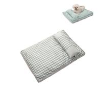 Dog Bed Washable, Large Crate Pad Reversible with Removable Pillow, Pet Bed with Anti-Slip Bottom, Soft Kennel Pad for Small Medium Dogs and Cats (light green,80 x 55 cm)