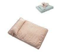 Dog Bed Washable, Large Crate Pad Reversible with Removable Pillow, Pet Bed with Anti-Slip Bottom, Soft Kennel Pad for Small Medium Dogs and Cats (khaki,65 x 45 cm)