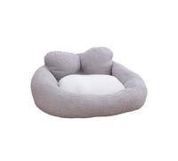 Dog Bed Washable, Non-Slip Pet Cat Beds Cushion Mattress with Removable Cover, Soft Plush Rectangle Bed with Bolster Sides, Soft Kennel Pad for Small Medium Dogs and Cats (Grey)