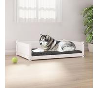 Dog Bed White Solid Pine Wood 105.5x75.5x28 cm Rustic Raised Large Cozy Pet Sofa