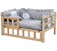Dog Bed With Grey Washable Mattress, Wooden Fram Elevated 14cm Off The Ground Raised Pet Sofa Kennel (Size : 112×64×36cm)