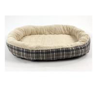 Dog bed with Orthopaedic Fleece Lining in Jute plaid Medium Actiaspet