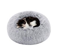 Dog Bed with Soft Plush Surface, Grey / 40 x 40 x 15 cm (L x W x H)