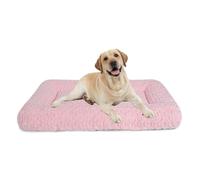 Dog Beds Crate Pad for Medium, Large Dogs, Deluxe Rose Plush Cat Sleeping Mats, Fits Crate Kennel Cage, Anti-Slip Pets Pillow, Washable Ultra Soft Fluffy Dog Bed for Crate (41"x27"Pink)