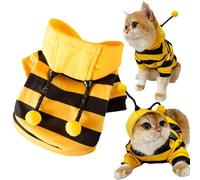 Dog Bee Costume Cute ＆ Funny Bumble Bee Dog Costume Soft Hoodie Winter Outfit Keep Pets Warm for Small Cosplay Christmas Halloween (M)