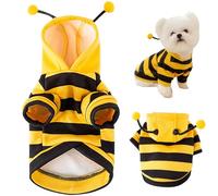 Dog Bee Costume Cute ＆ Funny Bumble Bee Dog Costume with D Ring Size L Soft Hoodie Winter Outfit Keep Pets Warm for Small Cosplay, Christmas, Halloween