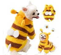 Dog Bee Costumes for Halloween,Fleece Dog Hoodie for Small Dogs with Leash Ring, Cold Weather Coat for Dogs Puppies, Halloween Costumes for Dachshund French Bulldog Chihuahua Yorkie (Bee, Medium)