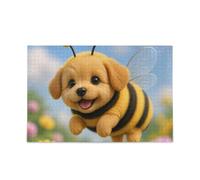 Dog Bee Puzzles DIY Gift Jigsaw Puzzle with Mesh Storage Bag Challenge Puzzles for Adult