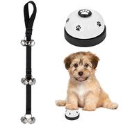 Dog Bell, 2 Pack Door Bells for Dog Potty Training Doorbell to Ring to Go Outside with Clear Sound Non Skid Rubber Bottoms Pet Communication Tool for Small Medium Dogs Cats Puppy (Black Strape+White)