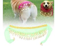 Dog Belly Dancer Skirt, Belly Dancing Skirts for Dogs, Corgi Costume Waist Chain Butt Curtain for Pet Party and Pet Day, Funny Dancer Costume (Green)