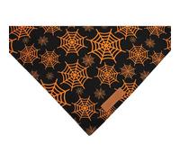Dog Bib For Halloween Festives Party Costume Soft Washable Fabric Pet Bandana Holidays Celebration Accessory Pumpkins Spiders Web Print Bandana