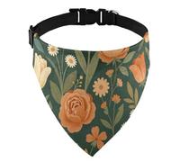 Dog Bib Reversible Printed D-Ringing 13-21 Inch Neck Wedding Photo Prop Dark Floral