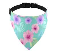 Dog Bib Reversible Printed D-Ringing 13-21 Inch Neck Wedding Photo Prop Turquoise Tropical