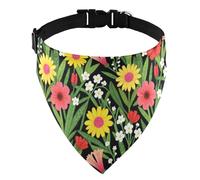 Dog Bib Reversible Printed D-Ringing 13-21 Inch Neck Wedding Photo Prop Wildflower Meadow