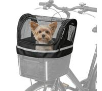Dog Bike Basket Cat Handlebar Carrier with Window | Bike Handlebar Pet Basket for Outdoor Road Trip Camping Hiking Urban Commuting Daily Leisure