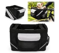 Dog Bike Basket, Oxford Cloth Front Pet Bike Carriers with Mesh Window | Foldable, Lightweight Cat Dog Bike Basket, 15x11x9.8in Cat Bicycle Handlebar Carriers, For Outdoor Road Trip Travel Camping