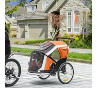 PawHut Dog Bicycle Trailer, Two-In-One Foldable Pet Bike Stroller w/Safety Leash