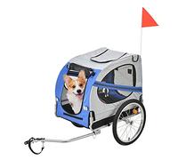 Dog Bike Trailer Pet Carrier with Safety Reflective Strips, Folding Frame Carrier, Dog Cart for Small and Medium Pet, Max Load 88 lbs (Blue)