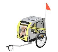 Dog Bike Trailer Pet Carrier with Safety Reflective Strips, Folding Frame Carrier, Dog Cart for Small and Medium Pet, Max Load 88 lbs (Yellow)