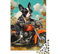 Dog Biker Adventure in Orange Grove Jigsaw Puzzles Puzzle for Adults Kids. 1000 Piece Impossible Challenge Toy Educational Games Home Decoration for Educational Games Gifts 52x38cm/1000pcs