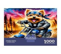 Dog Biker Ride 1000 Piece Classic Jigsaw Puzzle Rebel Vibe Jigsaw Puzzle Bundle Premium Cardstock Senior Jigsaw Enthusiasts Housewarming Gift Indoor Leisure Puzzle Party Game 52x38cm/1000pcs