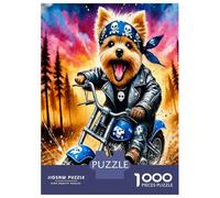 Dog Biker Ride 1000 Piece Jigsaw Puzzle Bundle Rebel Vibe Puzzle for Adults Sturdy Cardboard DIY Family Game Beautiful Decor Adults Kids Enthusiasts 70x50cm/1000pcs