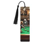 Dog Billiards Double-Sided Printed Wooden Bookmarks 5pcs, Women Presents for Book Lovers Cool Notebook Accessories Birthday Presents for Men(5 Piece Set)
