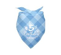 Dog Birthday Bandana 5th Birthday Bandana Plaid Blue Dog Bandana Pet Lover Gifts 5th Birthday Party Decoration