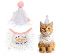 Dog Birthday Bandana and Hat, Pink Headdress Costumes Grooming Supplies Pet Pet Birthday Crown Bandana Scarf Set Pets Puppy Cat Grooming Supplies Party Celebration Decoration