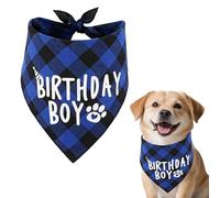 Dog birthday bandana - Pet Birthday Party Supplies - Cotton Blue & Black Scarf - Triangle Scarf for Small, Medium, and Large Dogs - Ideal dog bandana and bandanas for dogs (Blue)