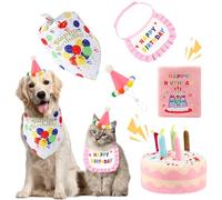 Dog Birthday Bandana Set with Party Hat & Squeaky Cake Toy Snuffle Mat Gift for Small, Medium, Large Dogs, Puppy Birthday Party Accessories(5 pcs, pink)