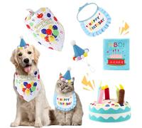 Dog Birthday Bandana Set with Party Hat & Squeaky Cake Toy Snuffle Mat Gift for Small, Medium, Large Dogs, Puppy Birthday Party Accessories(5 pcs, blue)