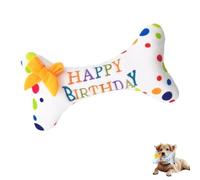 Dog Birthday Bone Toy Fun Interactive Bone Squeaky Soft Plush Toy